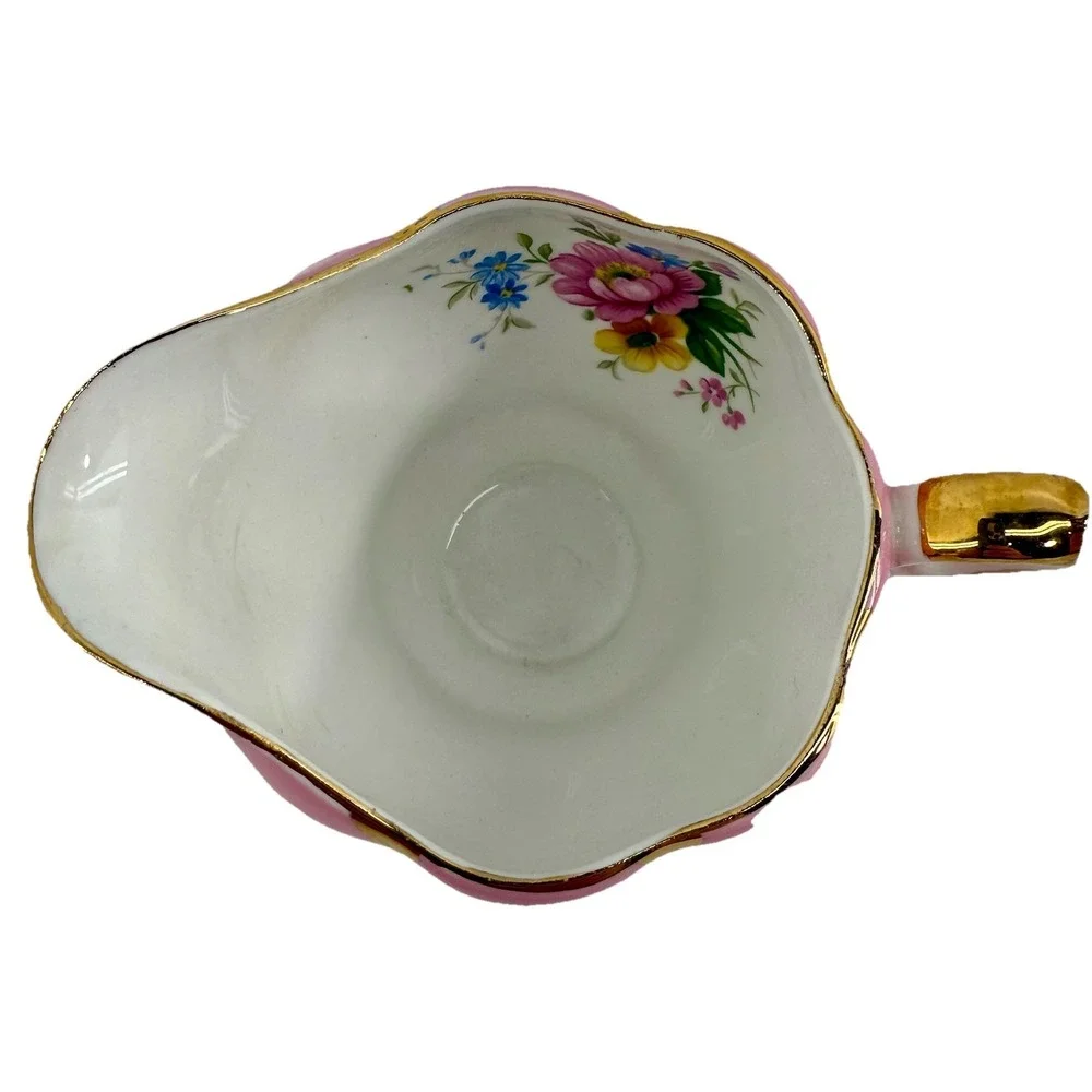Queen Anne England Bone China‎ Pink Gold Open Creamer Sugar Bowl Set Vintage EUC